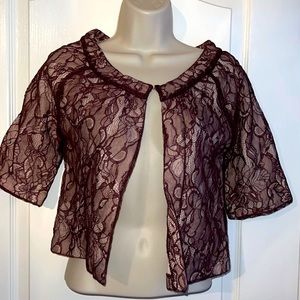 Moth Lace Shrug/sweater/jacket with Cream Underlay